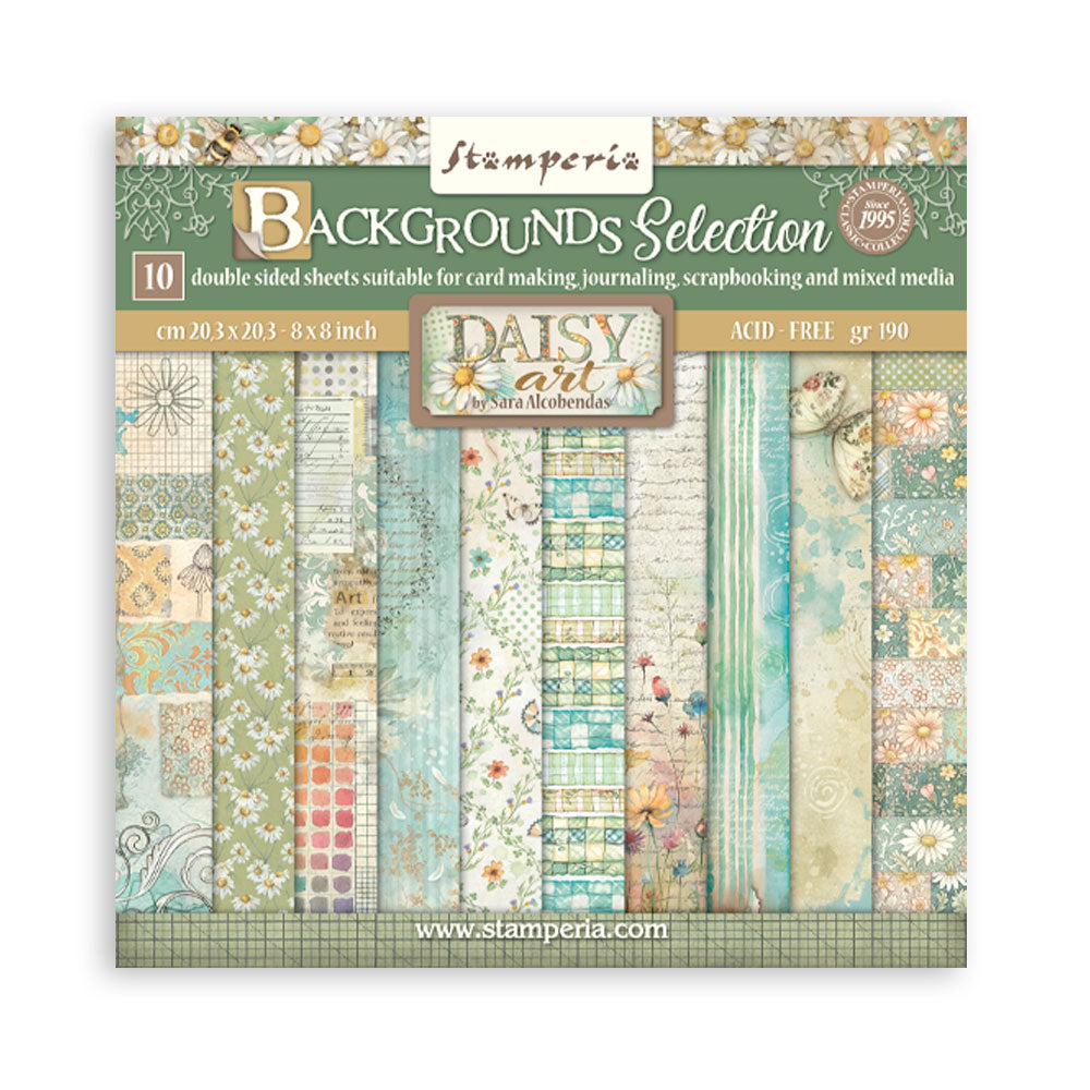 Stamperia Daisy Art 8x8 Inch Paper Pack Maxi Background Selection