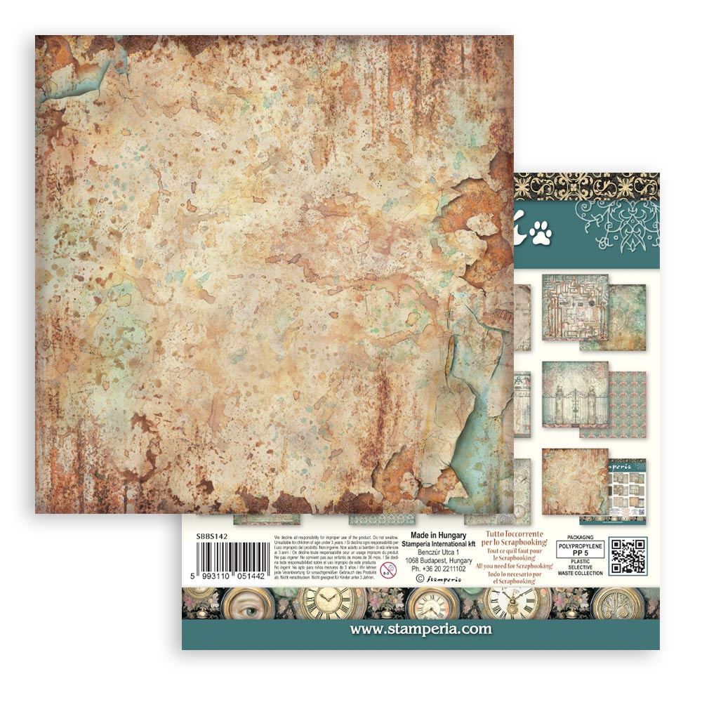 Stamperia Gardens of Time 8x8 Inch Paper Pack Maxi Background Selection (SBBS142)