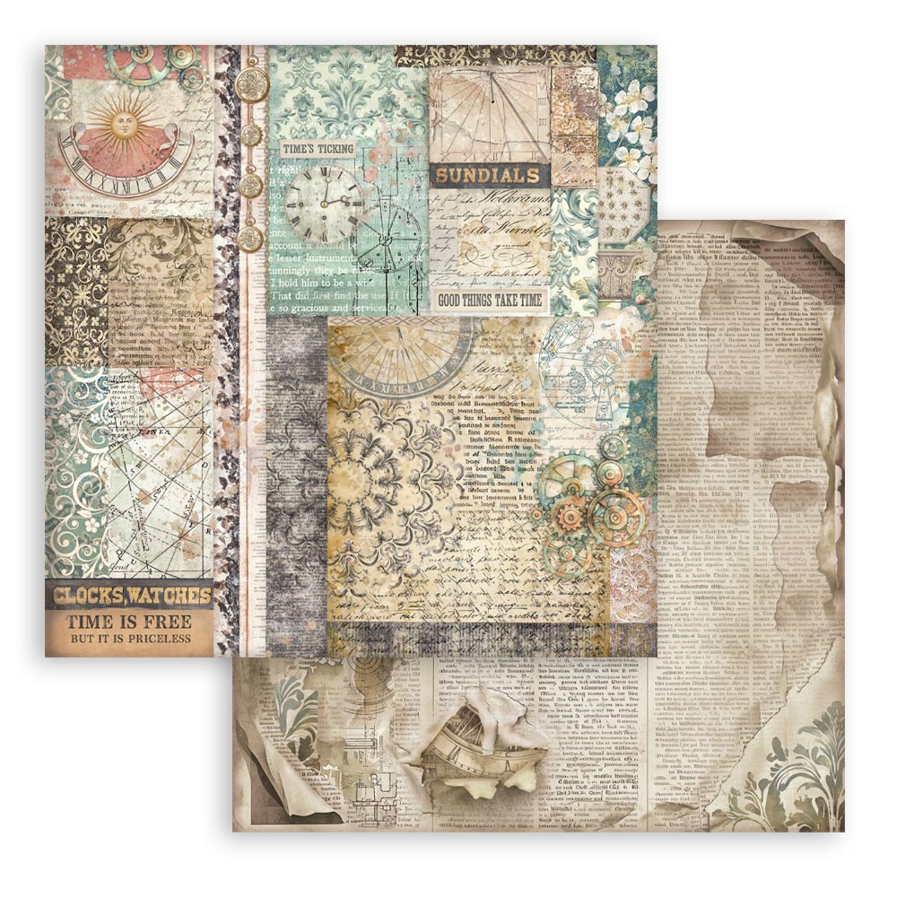 Stamperia Gardens of Time 8x8 Inch Paper Pack Maxi Background Selection (SBBS142)