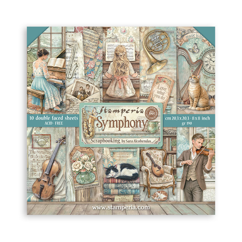 Stamperia Symphony 8x8 Inch Paper Pack by Sara Alcobendas