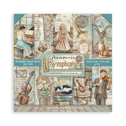 Stamperia Symphony 8x8 Inch Paper Pack by Sara Alcobendas