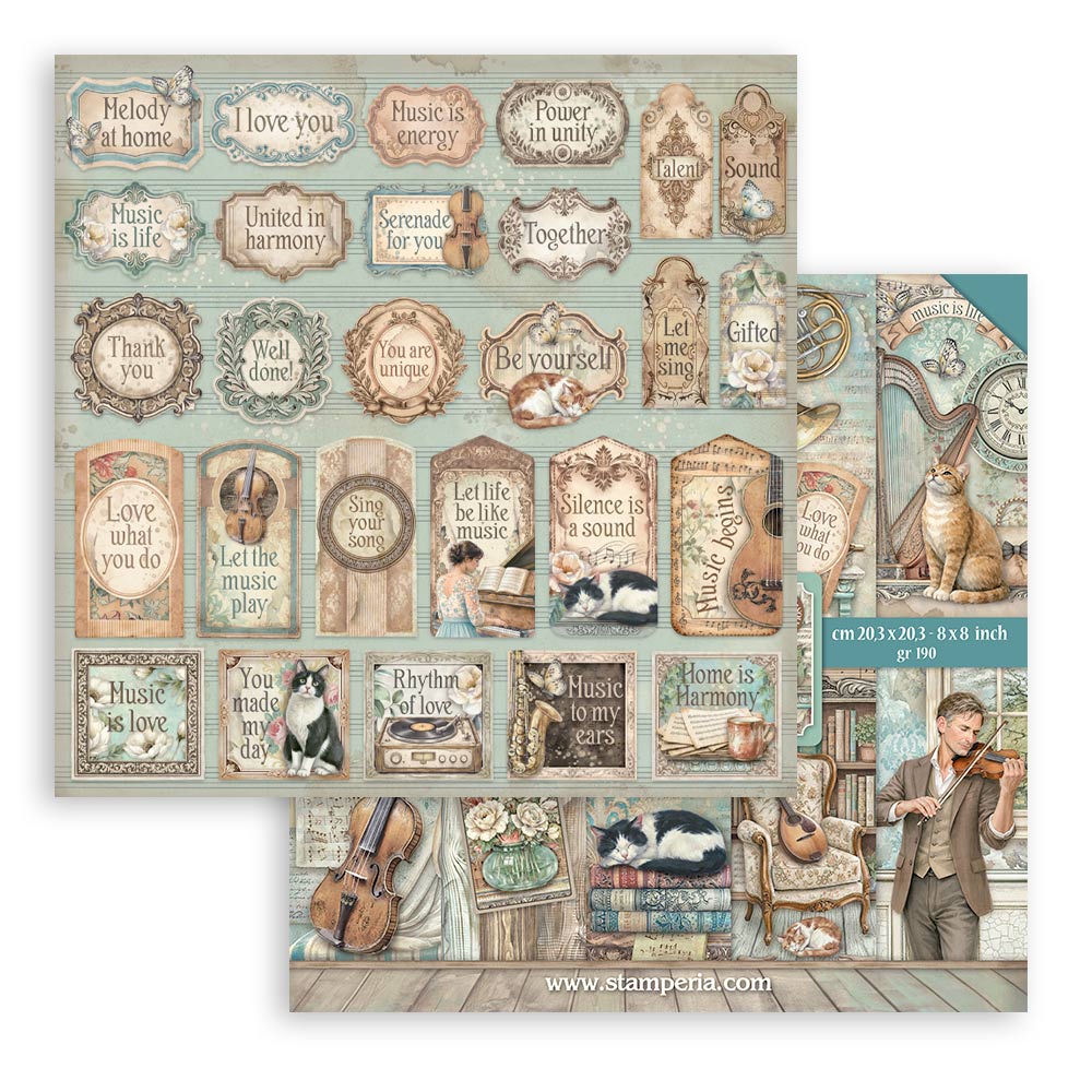 Stamperia Symphony 8x8 Inch Paper Pack by Sara Alcobendas