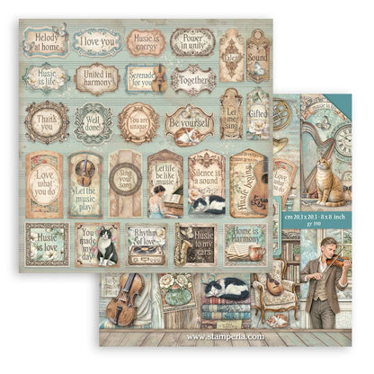 Stamperia Symphony 8x8 Inch Paper Pack by Sara Alcobendas