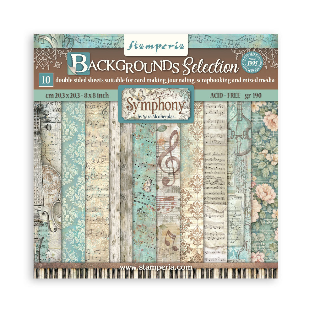 Stamperia Symphony 8x8 Inch Paper Pack Maxi Background Selection by Sara Alcobendas