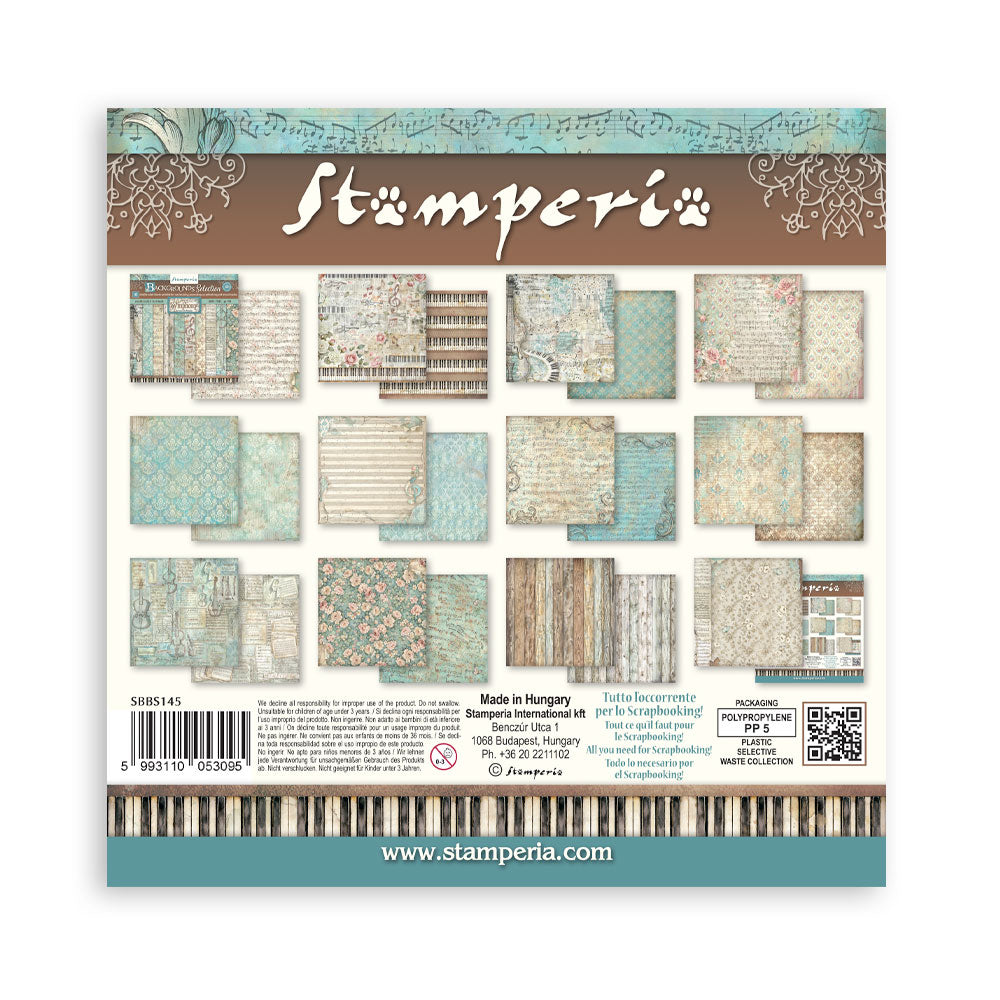 Stamperia Symphony 8x8 Inch Paper Pack Maxi Background Selection by Sara Alcobendas
