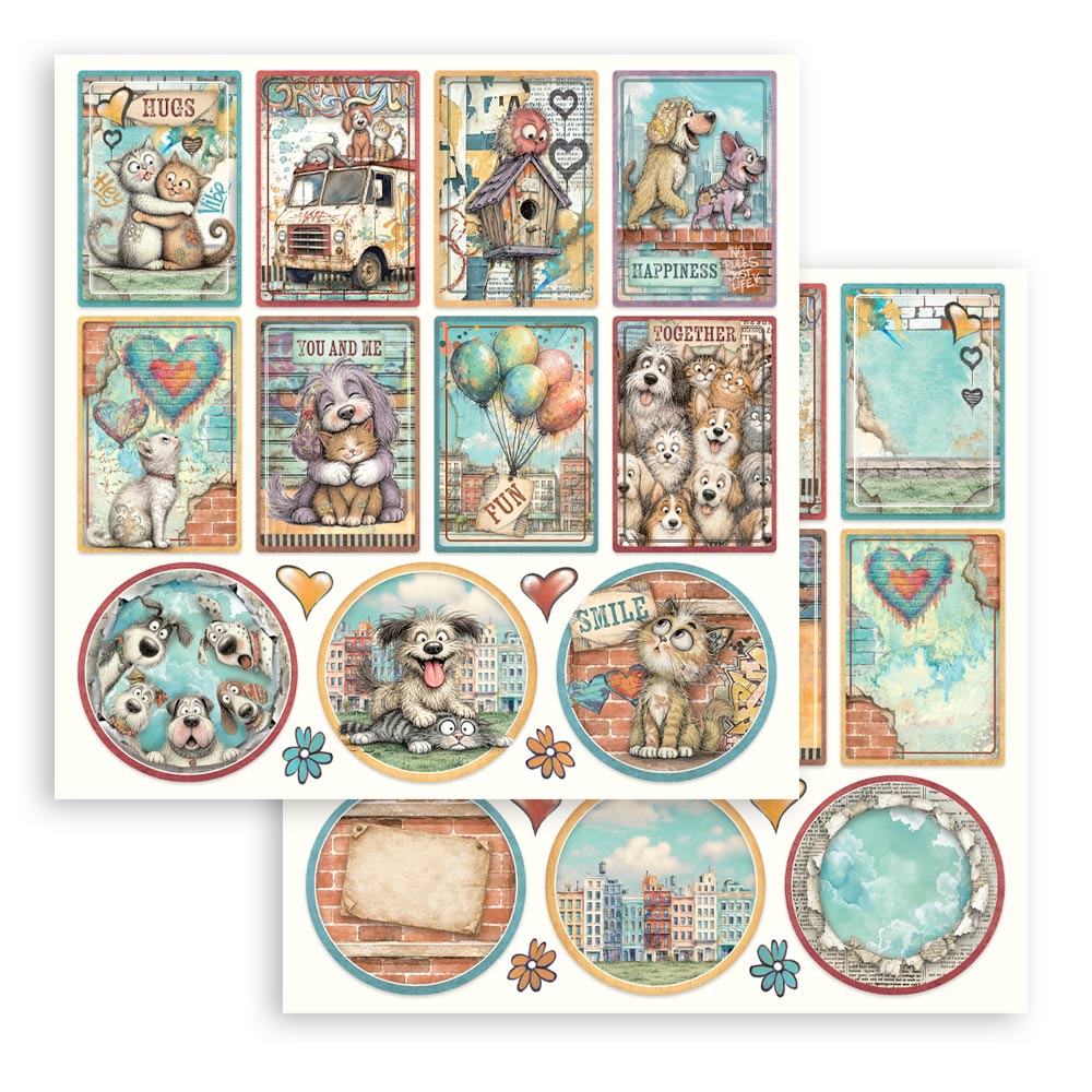 Stamperia Furry Friends 2 8x8 Inch Paper Pack by Antonis Tzanidakis