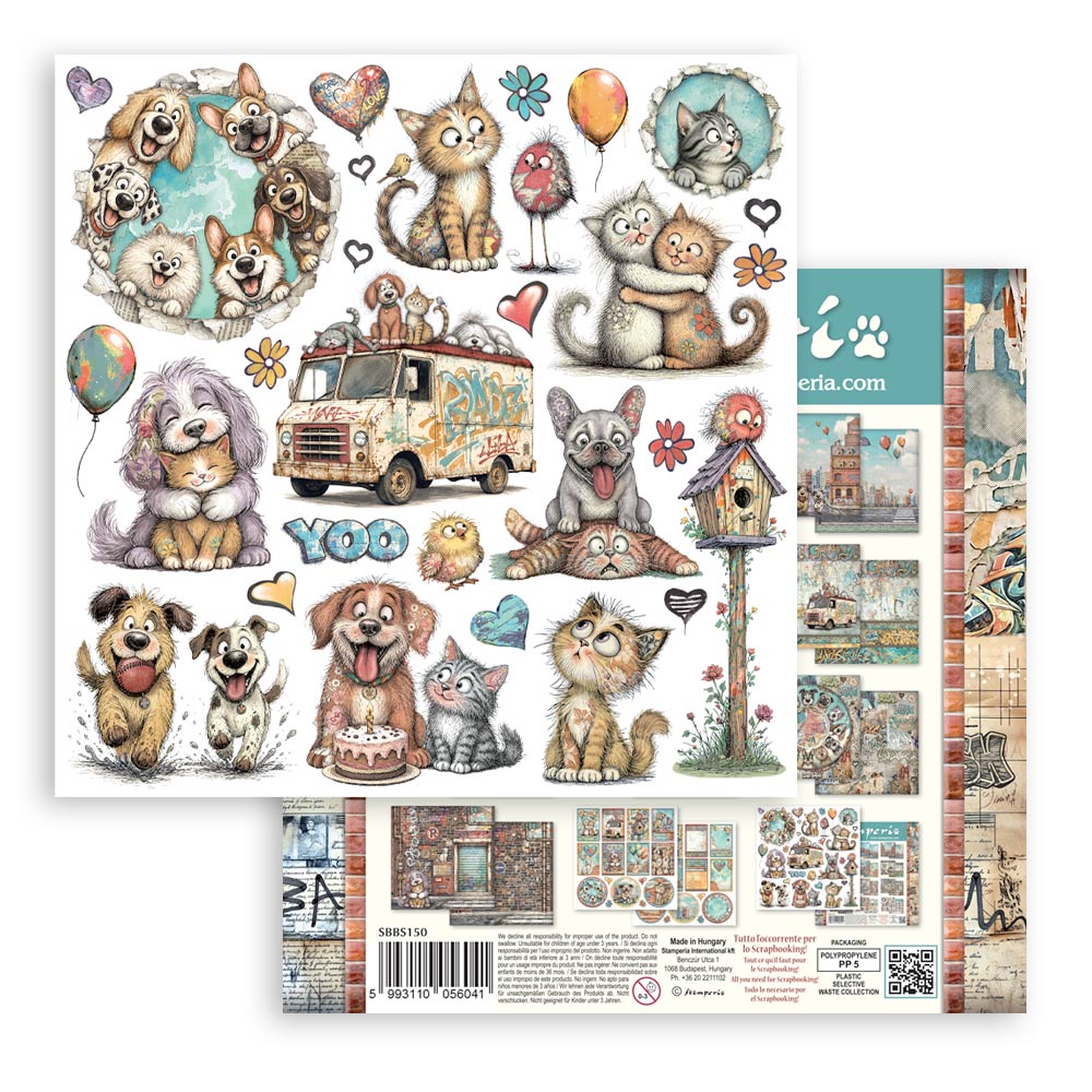 Stamperia Furry Friends 2 8x8 Inch Paper Pack by Antonis Tzanidakis