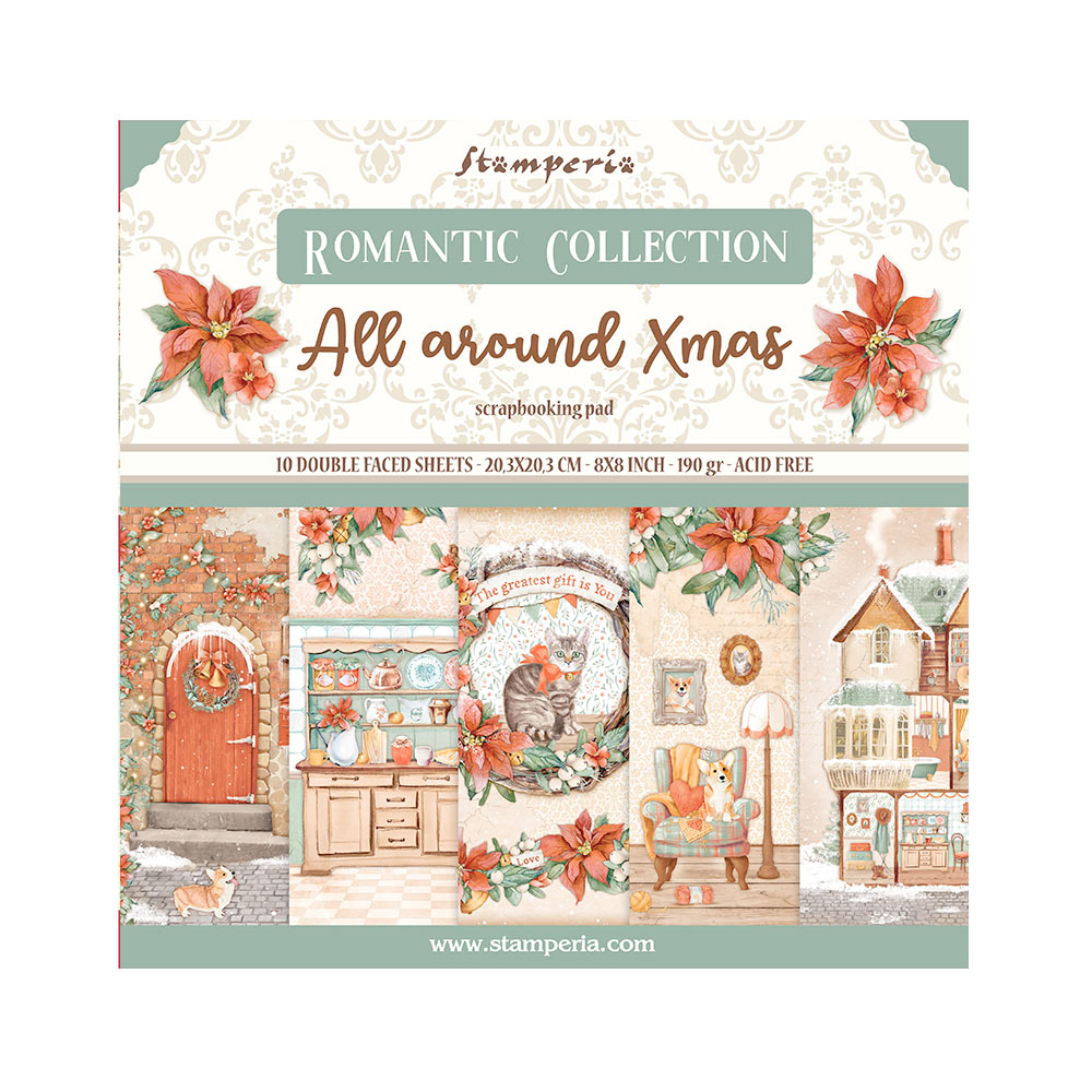 Stamperia Mini Scrapbooking Pad 10 20.3 x 20.3 cm (8x8) All Around Christmas