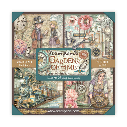 Stamperia Gardens of Time 8x8 Inch Paper Pack Maxi (Singel Face) (SBBSXB24)
