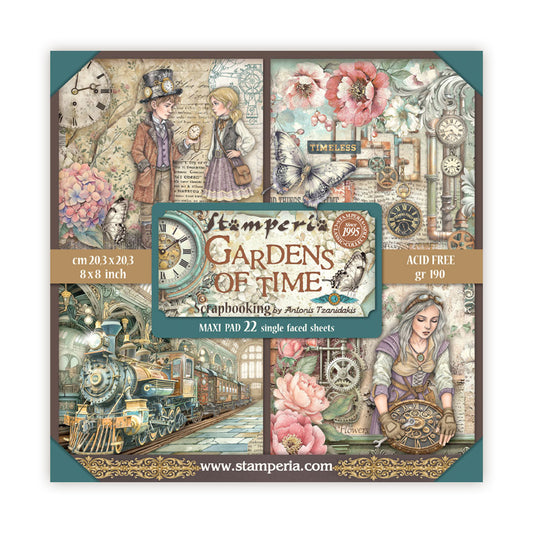 Stamperia Gardens of Time 8x8 Inch Paper Pack Maxi (Singel Face) (SBBSXB24)