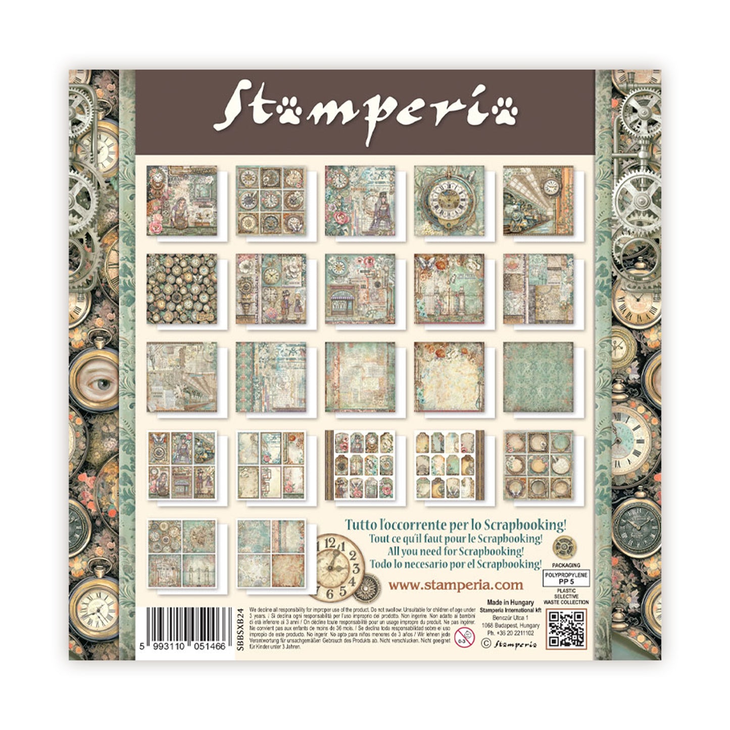 Stamperia Gardens of Time 8x8 Inch Paper Pack Maxi (Singel Face) (SBBSXB24)