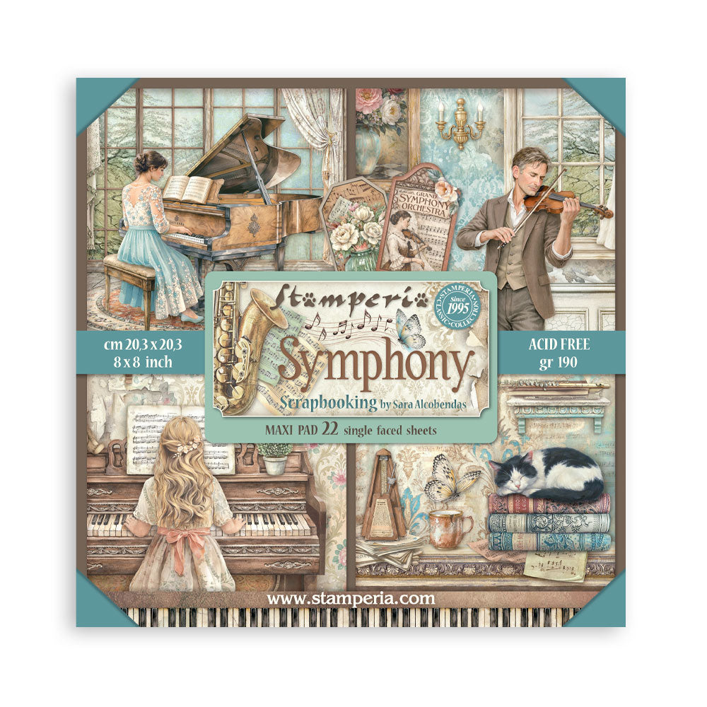 Stamperia Symphony 8x8 Inch Paper Pack (Single Face) by Sara Alcobendas