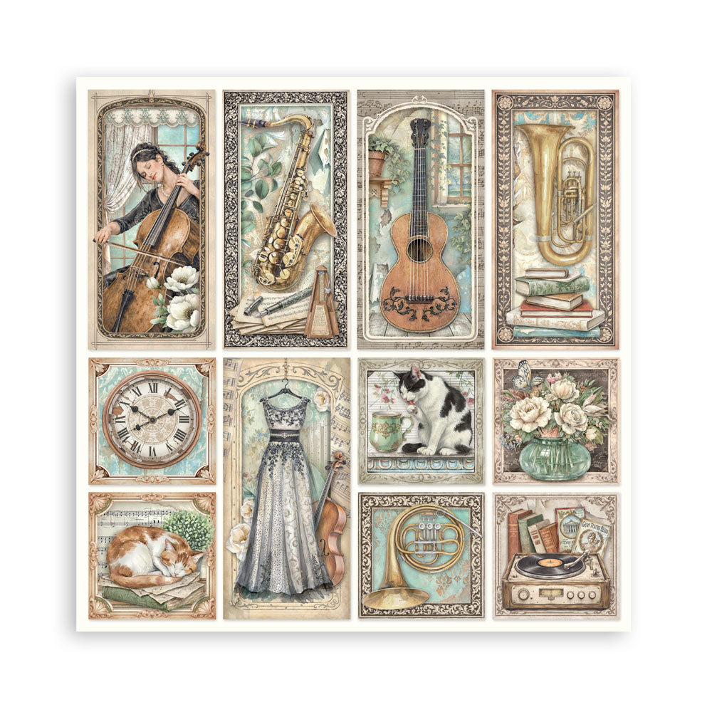 Stamperia Symphony 8x8 Inch Paper Pack (Single Face) by Sara Alcobendas