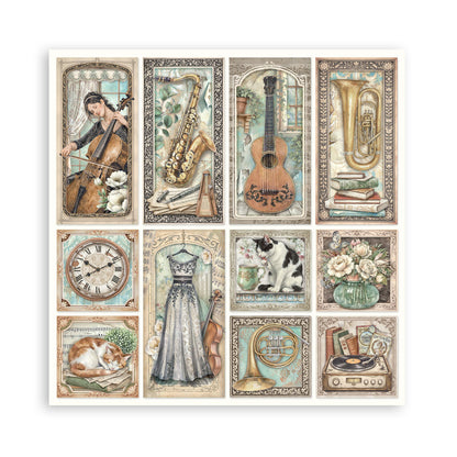 Stamperia Symphony 8x8 Inch Paper Pack (Single Face) by Sara Alcobendas