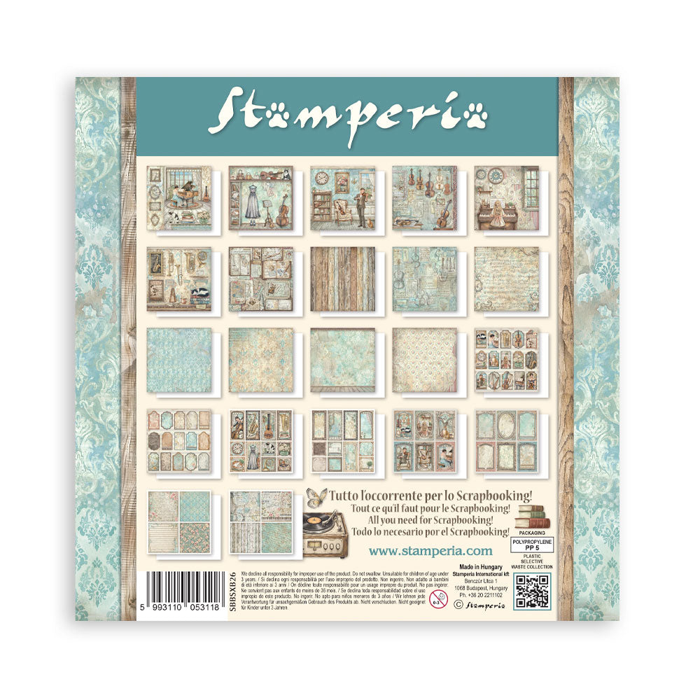 Stamperia Symphony 8x8 Inch Paper Pack (Single Face) by Sara Alcobendas
