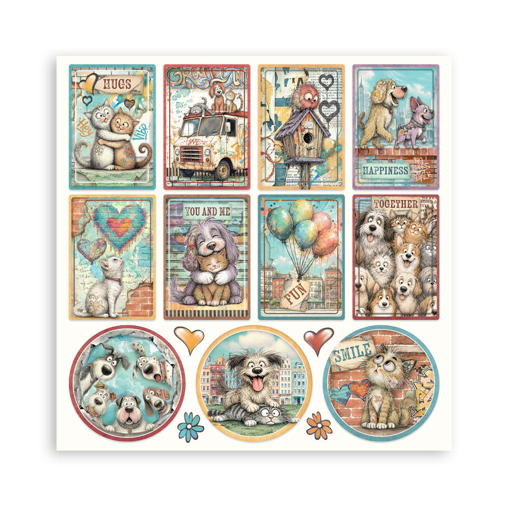Stamperia Furry Friends 2 8x8 Inch Paper Pack (Single Face) by Antonis Tzanidakis