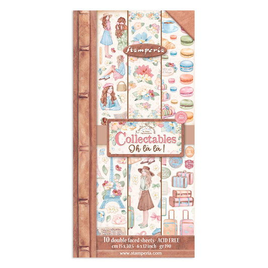Stamperia Collectables 10 sheets 15x30.5cm (6x12) Create Happiness Oh La La