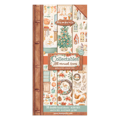 Stamperia Collectables 10 sheets 15x 30.5cm (6x12) All Around Christmas