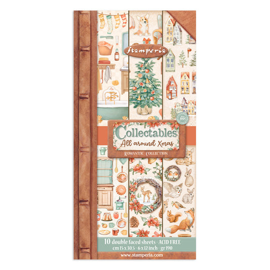 Stamperia Collectables 10 sheets 15x 30.5cm (6x12) All Around Christmas