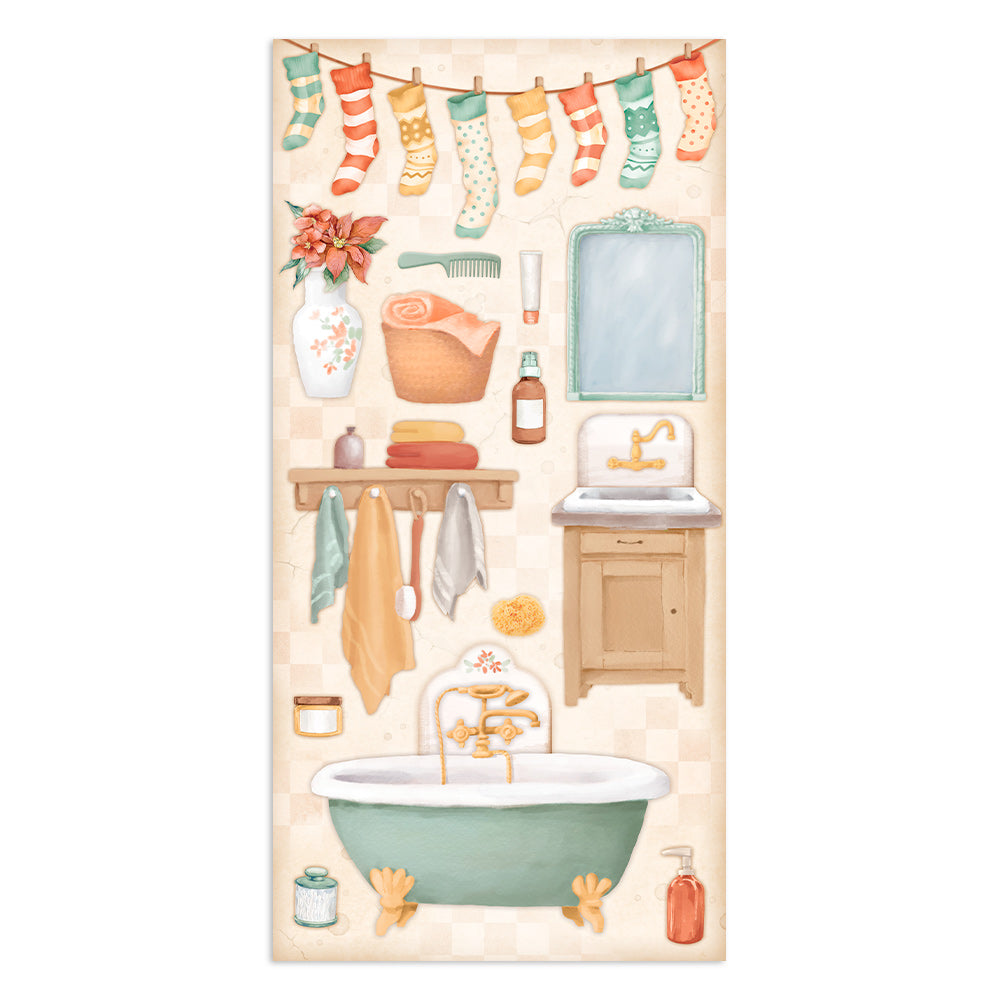 Stamperia Collectables 10 sheets 15x 30.5cm (6x12) All Around Christmas