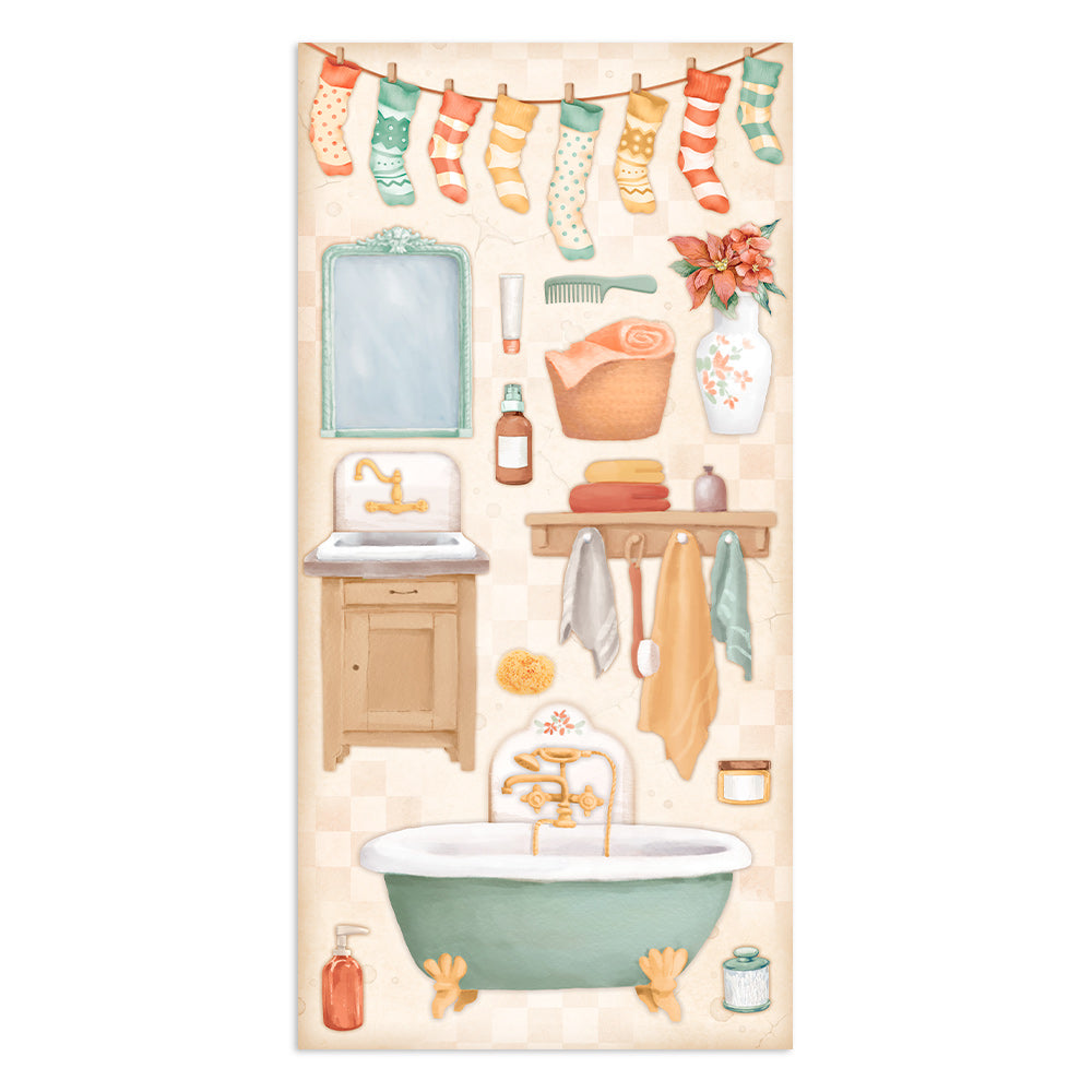 Stamperia Collectables 10 sheets 15x 30.5cm (6x12) All Around Christmas
