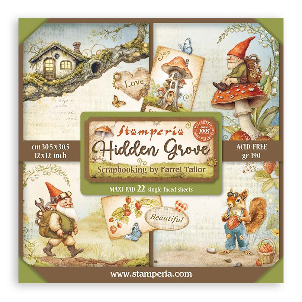 Stamperia Hidden Grove 12x12 Inch Paper Pack Maxi Backgrounds Selection (Single Face)