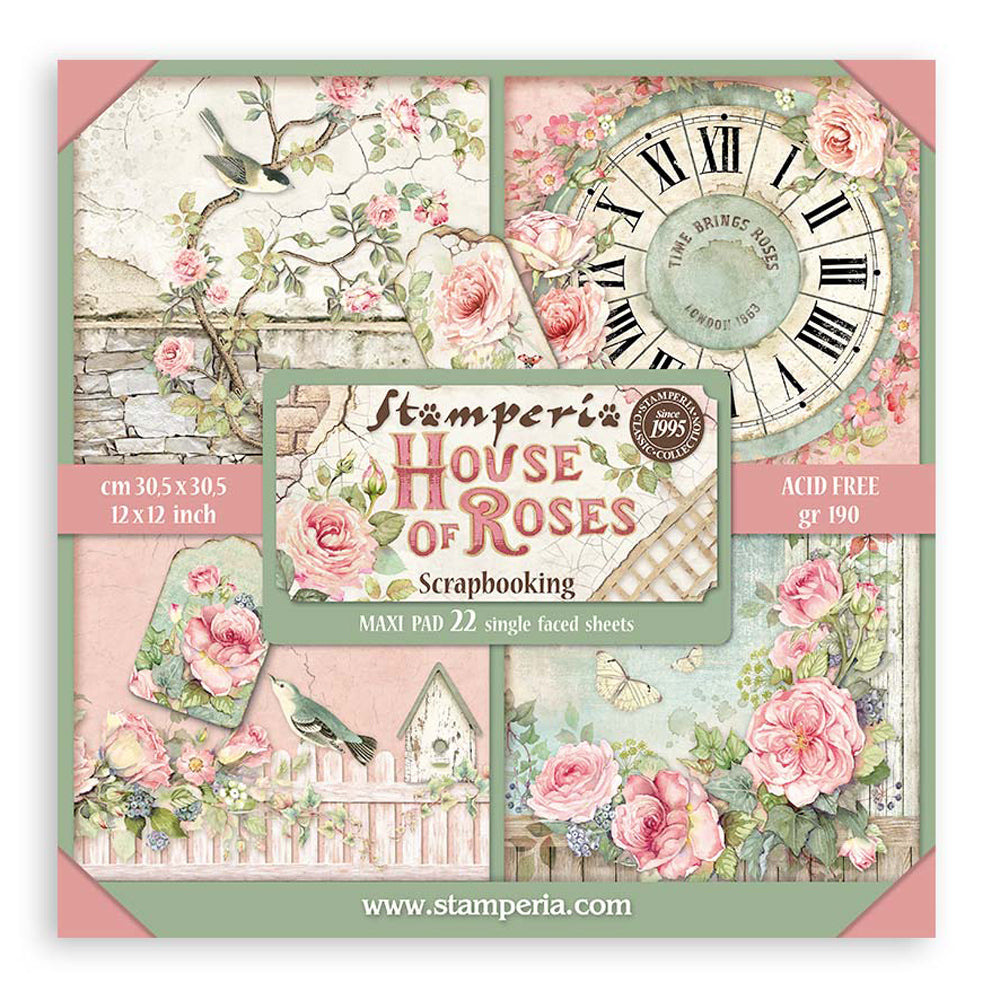 Stamperia House of Roses 12x12 Inch Paper Pack Maxi Backgrounds Selection (Single face)