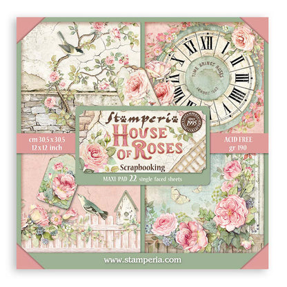 Stamperia House of Roses 12x12 Inch Paper Pack Maxi Backgrounds Selection (Single face)