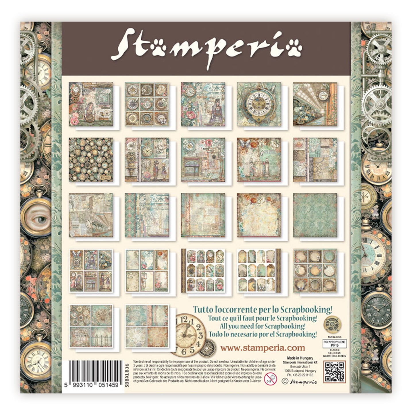 Stamperia Gardens of Time 12x12 Inch Paper Pack Maxi (Single Face) (SBBXLB36)