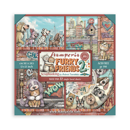Stamperia Furry Friends 2 12x12 Inch Paper Pack (Single Face) by Antonis Tzanidakis