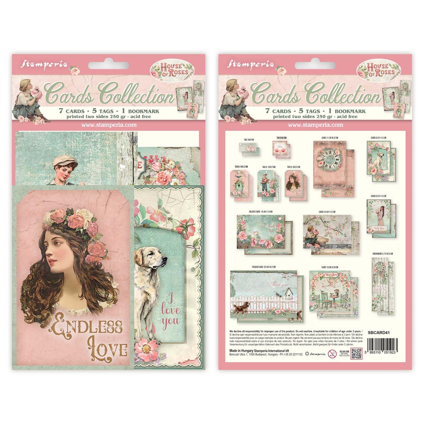 Stamperia House of Roses Cards Collection (SBCARD41)