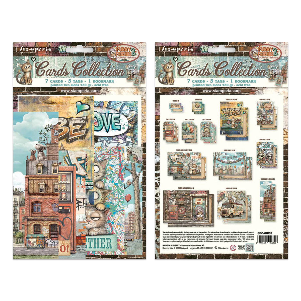 Stamperia Furry Friends 2 Cards Collection by Antonis Tzanidakis