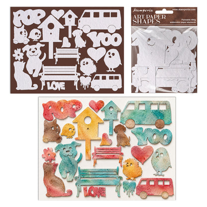 Stamperia Furry Friends 2 Art Paper Shapes Laser Cut by Antonis Tzanidakis
