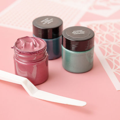 American Crafts Vicki Boutin Mixed Media Metallic Texture Paste Set (6+1pcs)