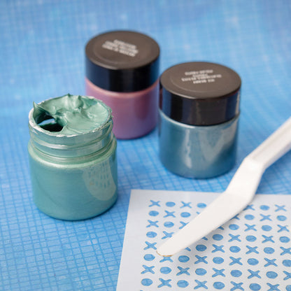 American Crafts Vicki Boutin Mixed Media Metallic Texture Paste Set (6+1pcs)