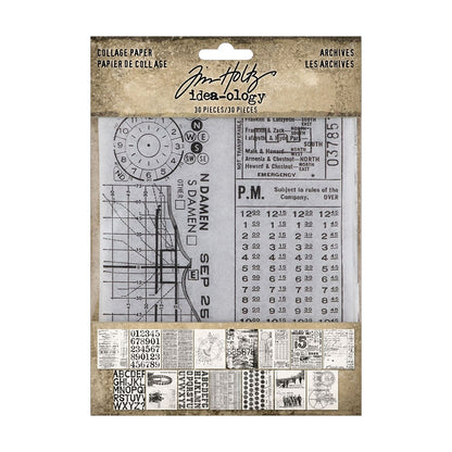 Idea-ology Tim Holtz Collage Paper Archives-30 Pieces