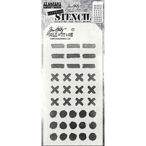 Stampers Anonymous Tim Holtz Layered Stencil 4.125"X8.5" - Markings