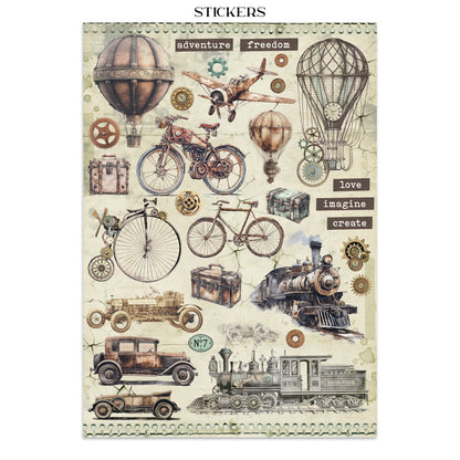 Stamperia Voyages Fantastiques Junk Journal Stickers, Backgrounds, Cut-Outs