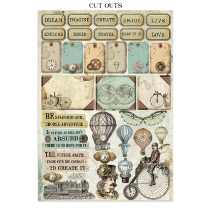 Stamperia Voyages Fantastiques Junk Journal Stickers, Backgrounds, Cut-Outs