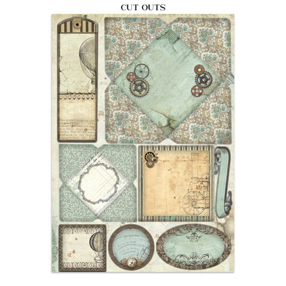 Stamperia Voyages Fantastiques Junk Journal Stickers, Backgrounds, Cut-Outs