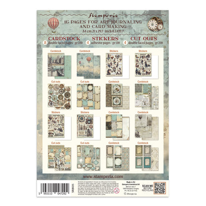 Stamperia Voyages Fantastiques Junk Journal Stickers, Backgrounds, Cut-Outs