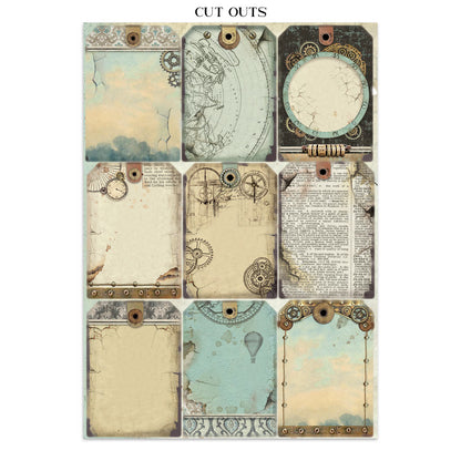 Stamperia Voyages Fantastiques Junk Journal Stickers, Backgrounds, Cut-Outs
