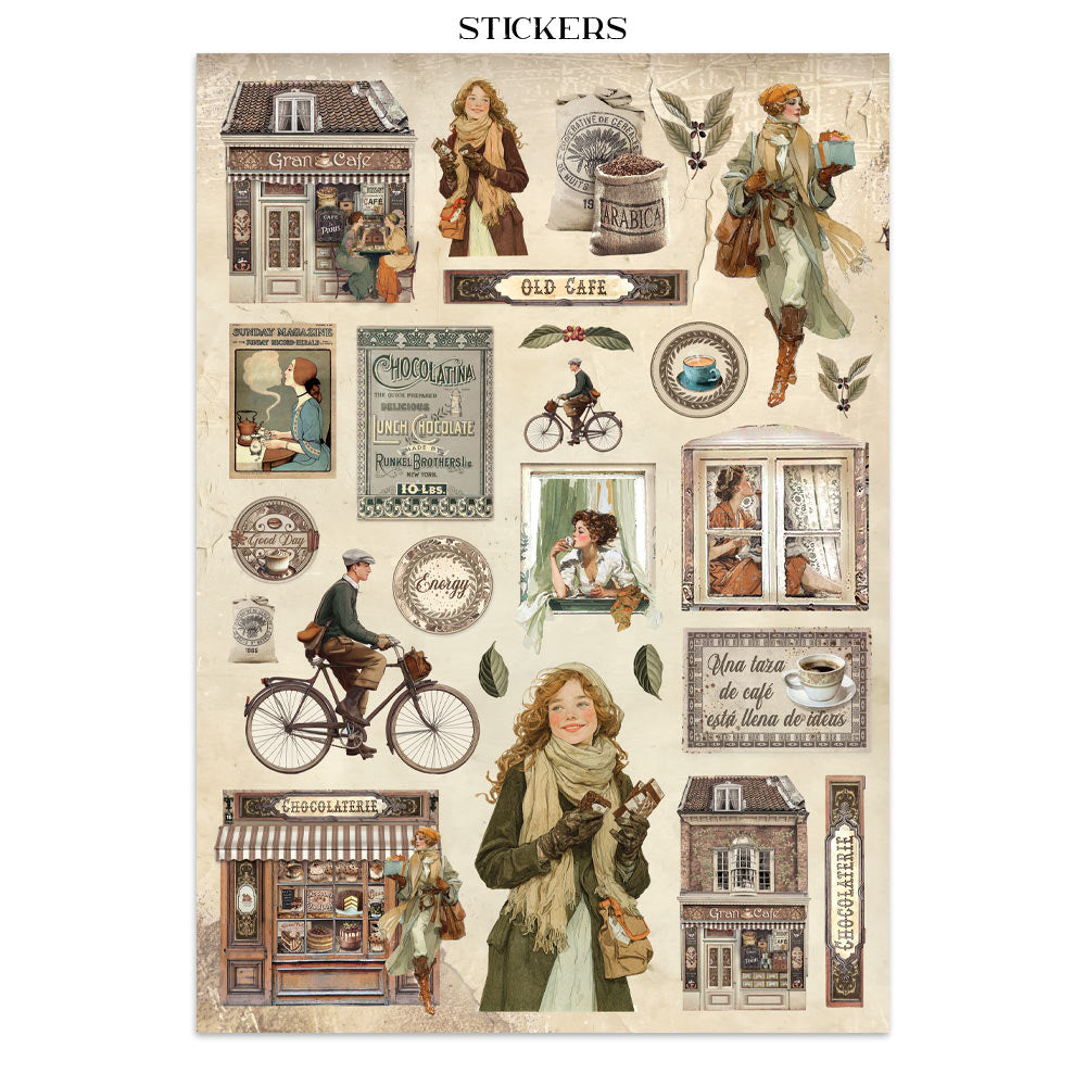 Stamperia Coffee and Chocolate Junk Journal Stickers, Backgrounds, Cut-Outs