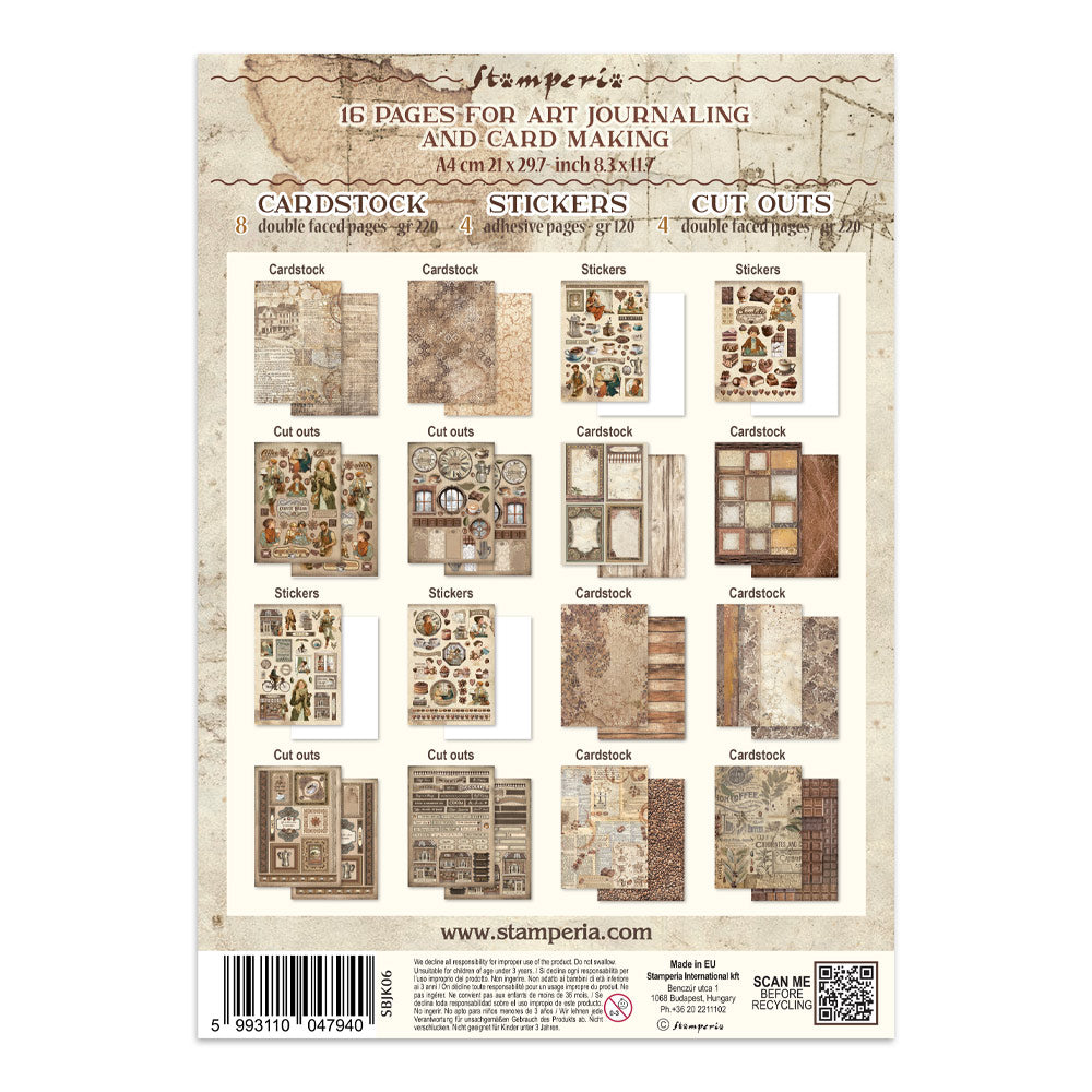 Stamperia Coffee and Chocolate Junk Journal Stickers, Backgrounds, Cut-Outs