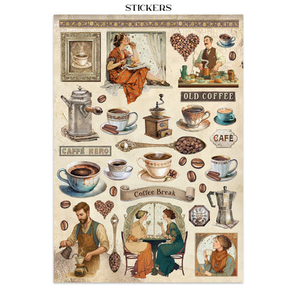 Stamperia Coffee and Chocolate Junk Journal Stickers, Backgrounds, Cut-Outs