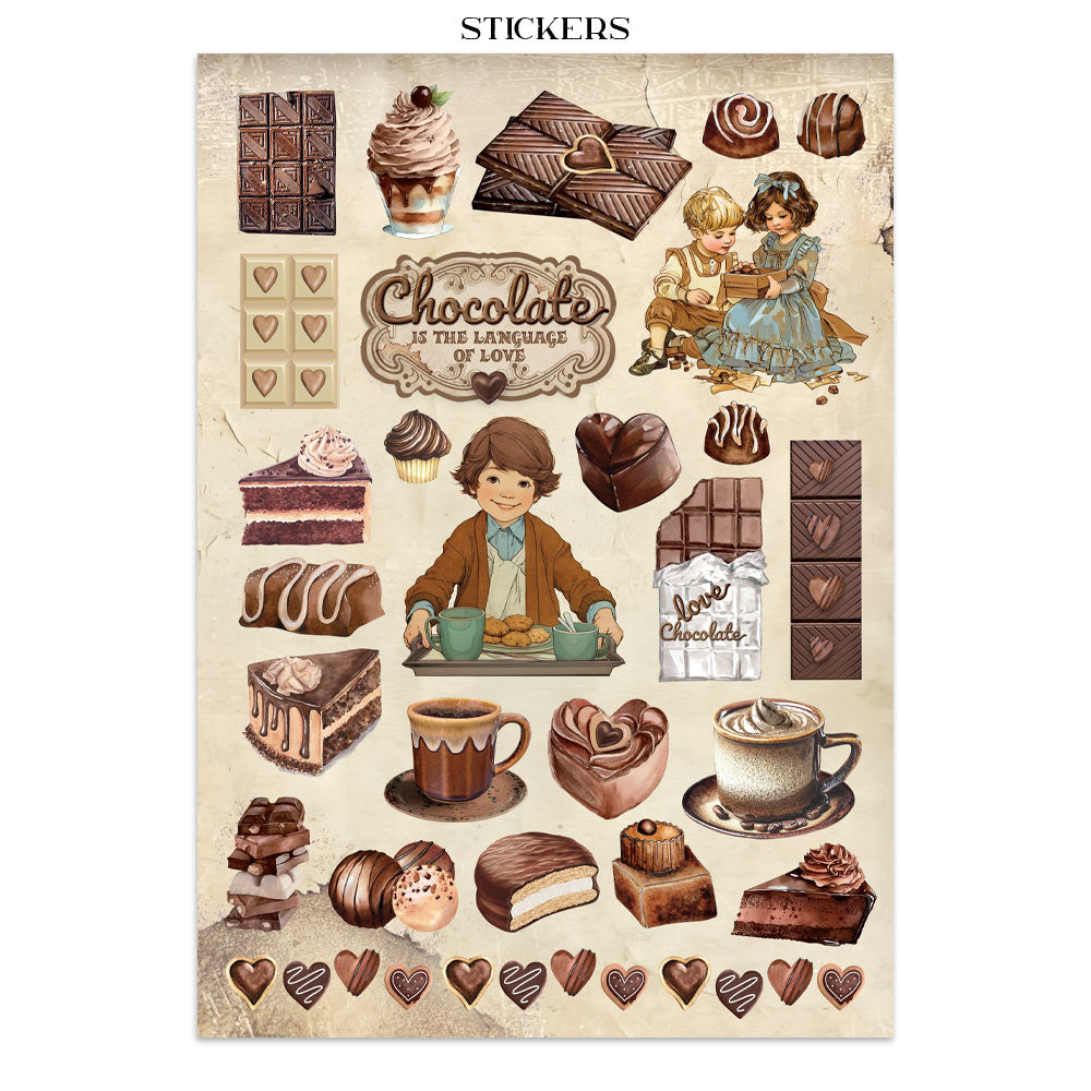Stamperia Coffee and Chocolate Junk Journal Stickers, Backgrounds, Cut-Outs