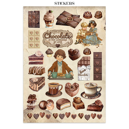 Stamperia Coffee and Chocolate Junk Journal Stickers, Backgrounds, Cut-Outs