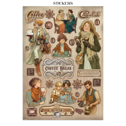 Stamperia Coffee and Chocolate Junk Journal Stickers, Backgrounds, Cut-Outs