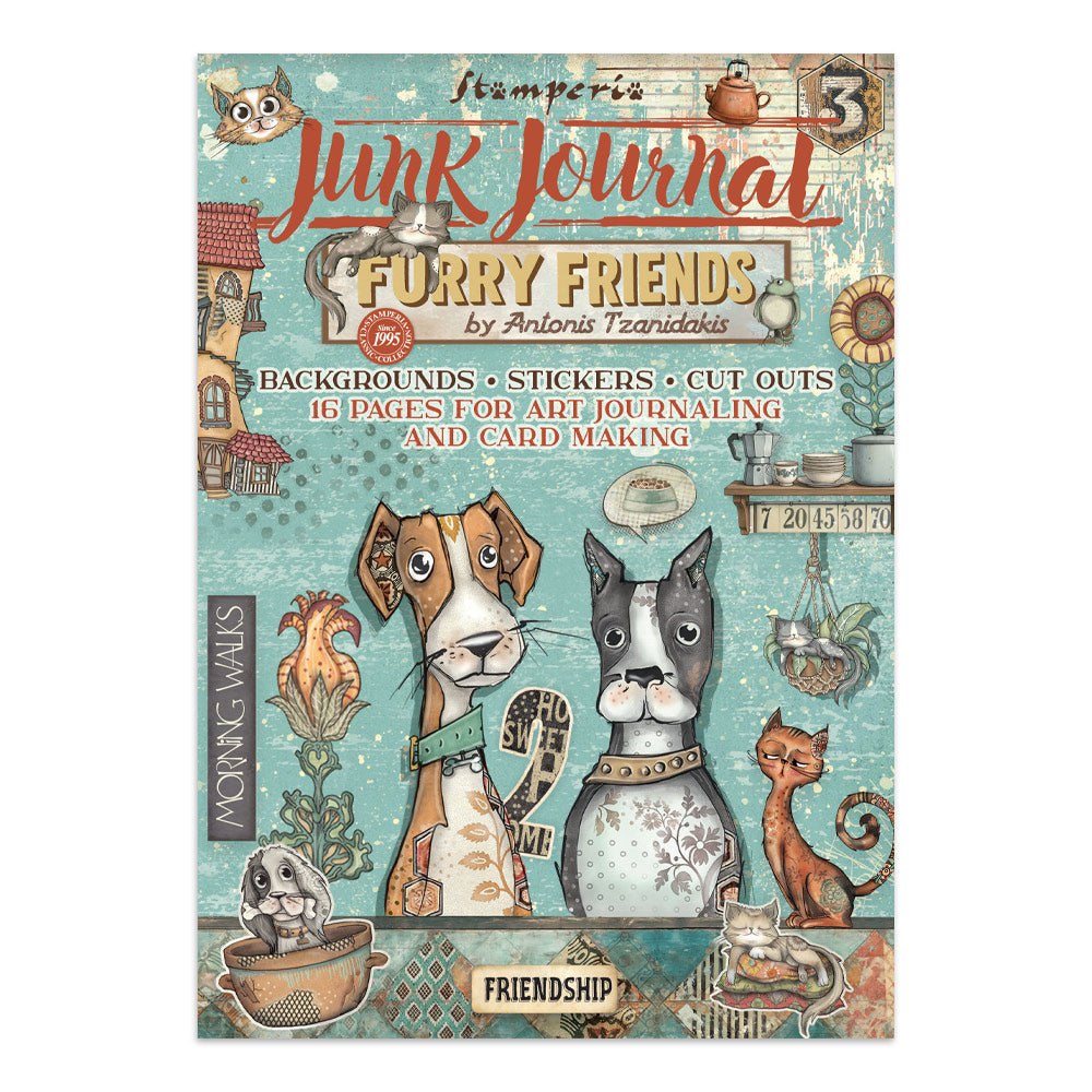 Stamperia Furry Friends Junk Journal Stickers, Backgrounds, Cut-Outs