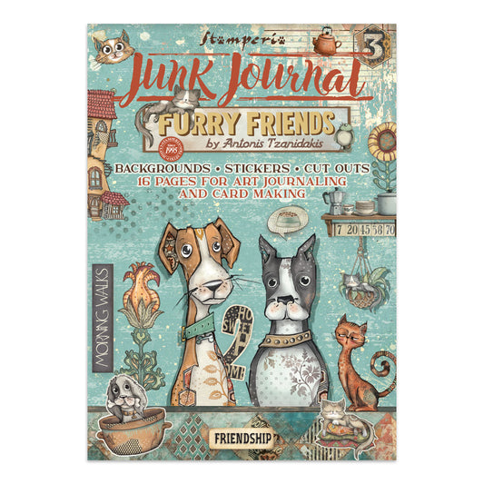 Stamperia Furry Friends Junk Journal Stickers, Backgrounds, Cut-Outs